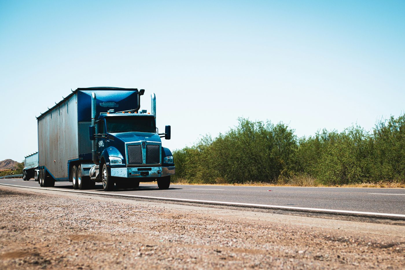 A haulage truck on an open highway